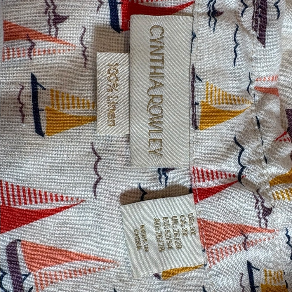 Cynthia Rowley Linen Sleeveless Sailboat Print Dress Shark Plus Size 3x - Picture 8 of 10